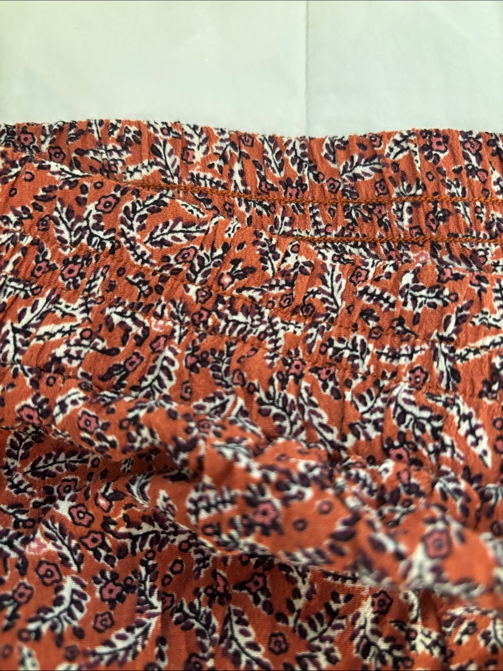 LOFT Rust Floral Ruffled Mini Skirt - Picture 3 of 7